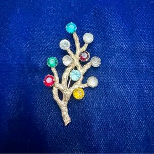 Vintage Van Dell 1/20 12k Gold Filled Jewelry Tree Colorful Gem Brooch Pin